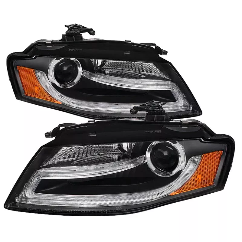 Spyder Audi A4 09-12 Projector Headlights Halogen Model Only – DRL LED Black PRO-YD-AA408-DRL-BK 5081544