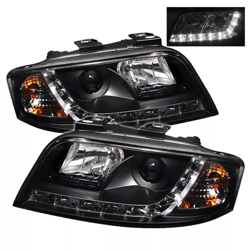 Spyder Audi A6 02-04 Projector Headlights Halogen Model Only – DRL Black PRO-YD-ADA601-DRL-BK 5008657