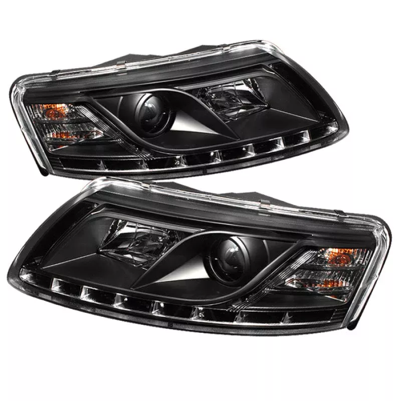 Spyder Audi A6 05-07 Projector Headlights Halogen Model Only – DRL Black PRO-YD-ADA605-DRL-BK 5029416