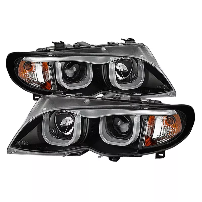 Spyder BMW E46 3-Series 02-05 4DR Projector Headlights 1PC 3D Halo Blk PRO-YD-BMWE4602-4D-3DDRL-BK 5031877