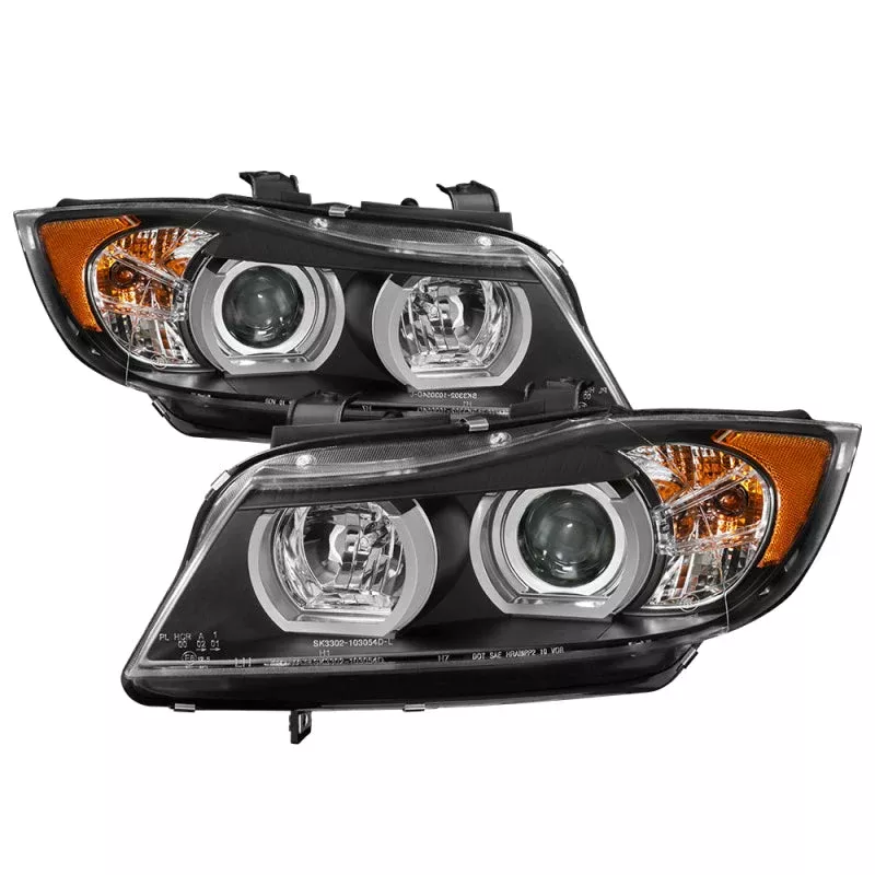 Spyder BMW E90 3-Series 06-08 4DR Headlights – Halogen Model Only – Black PRO-YD-BMWE9005V2-AM-BK 5083432