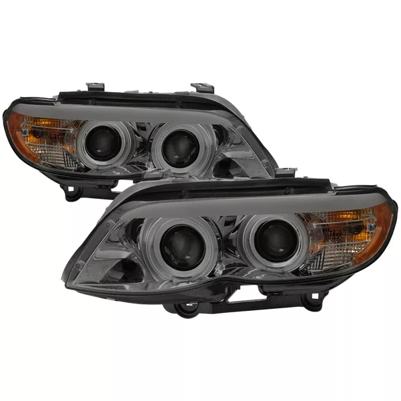 SPYDER BMW X5 E53 2004-2006 Projector Halogen Model- DRL LED CCFL Halo Smke PRO-YD-BMWX503-CCFL-SM 5076762