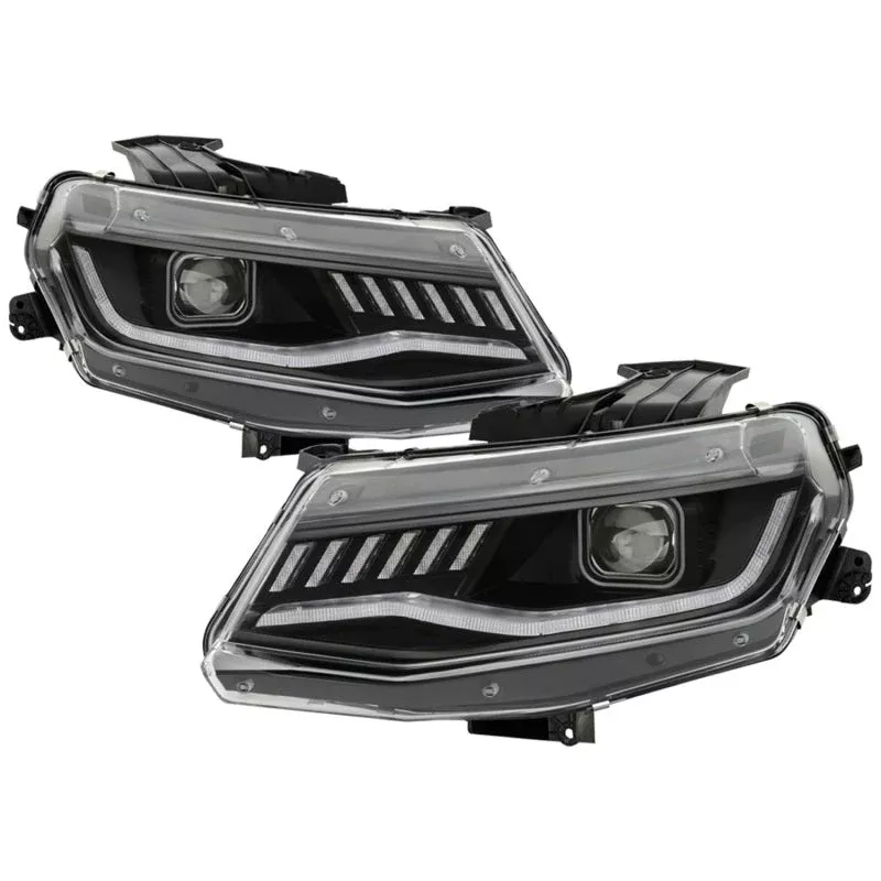 Spyder Chevy Camaro 16-18 Halogen Model Full LED Headlights Black PRO-YD-CCAM16HALAP-SEQ-BK 5087317