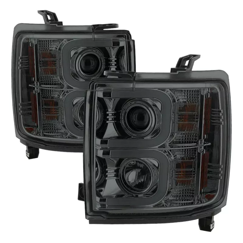 Spyder Chevy Silverado 14-16 2500 HD Projector Headlights Light Bar DRL Smke PRO-YD-CSHD14-LBDRL-SM 5081056