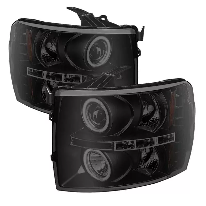 Spyder Chevy Silverado 1500 07-13 Projector Headlights CCFL Halo LED Blk Smke PRO-YD-CS07-CCFL-BSM 5078735