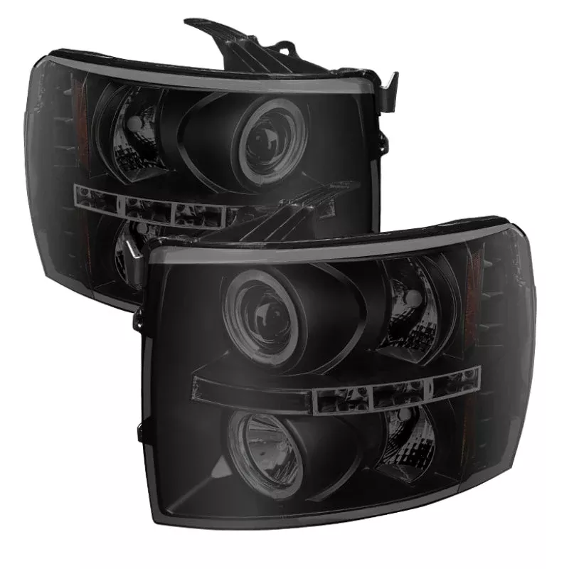 Spyder Chevy Silverado 1500/2500 07-13 Projector Headlights LED Halo LED Blk Smke PRO-YD-CS07-HL-BSM 5078322