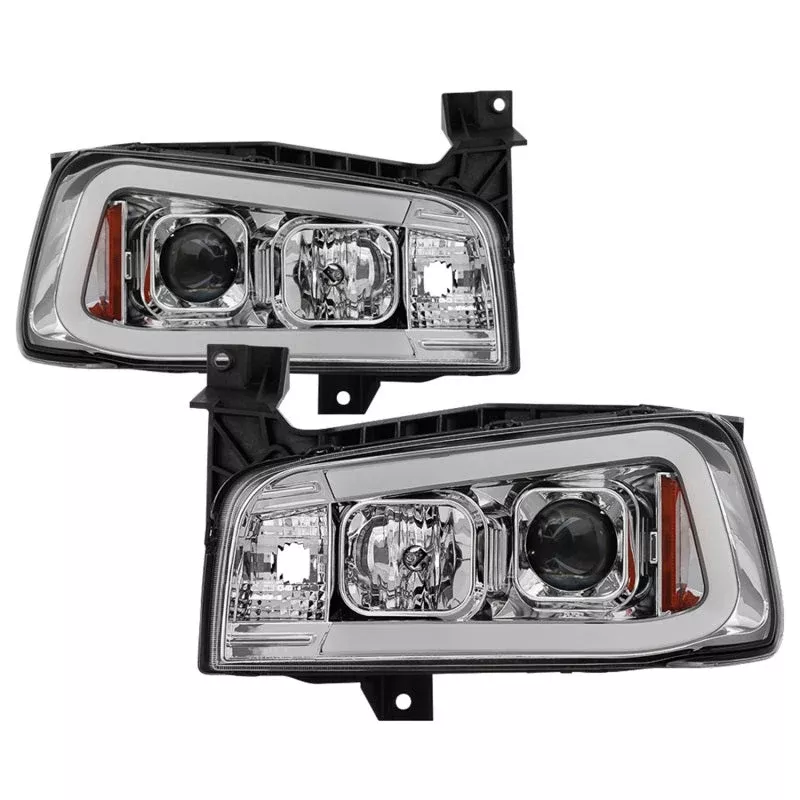 Spyder Dodge Charger 06-10 Projector Headlights – LED Light Bar – Chrome PRO-YD-DCH05V2-LB-C 5085238