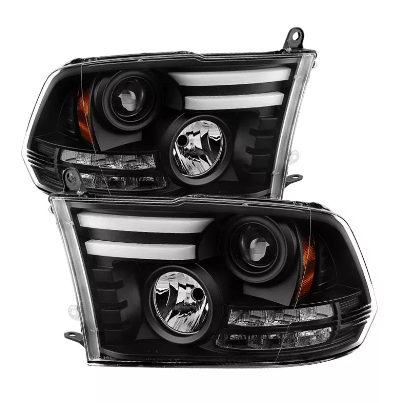Spyder Dodge Ram 09-12 Projector Headlights Light Bar DRL Black PRO-YD-DR09-LBDRL-BK 5081001