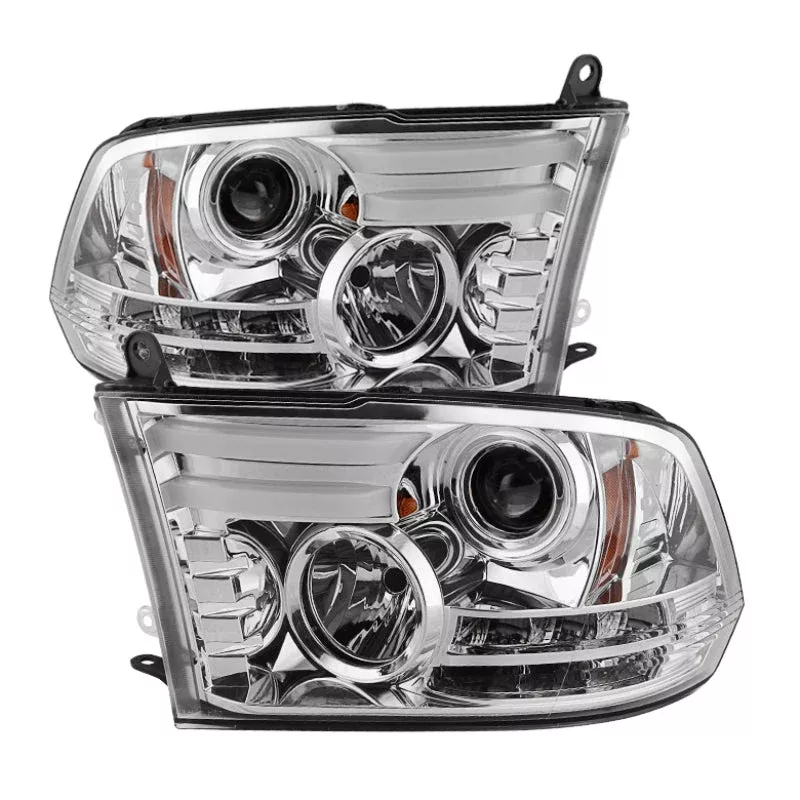 Spyder Dodge Ram 13-15 Projector Headlights Light Bar DRL Chrome PRO-YD-DR13-LBDRL-C 5080905