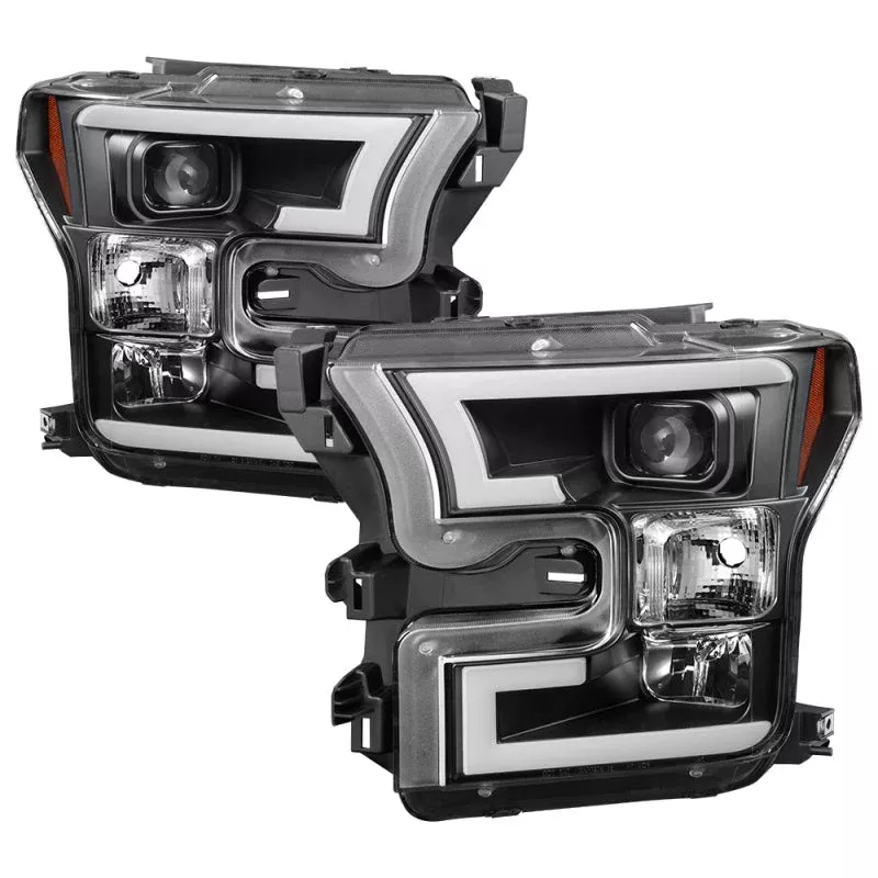 Spyder Ford F150 2015-2017 Projector Headlights – Light Bar DRL LED – Black PRO-YD-FF15015-LBDRL-BK 5083531