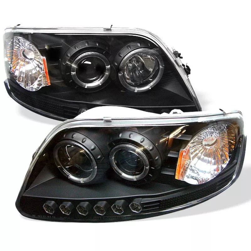Spyder Ford F150 97-03 Projector – LED Halo Amber Reflctr LED Blk PRO-YD-FF15097-1P-AM-BK 5010261