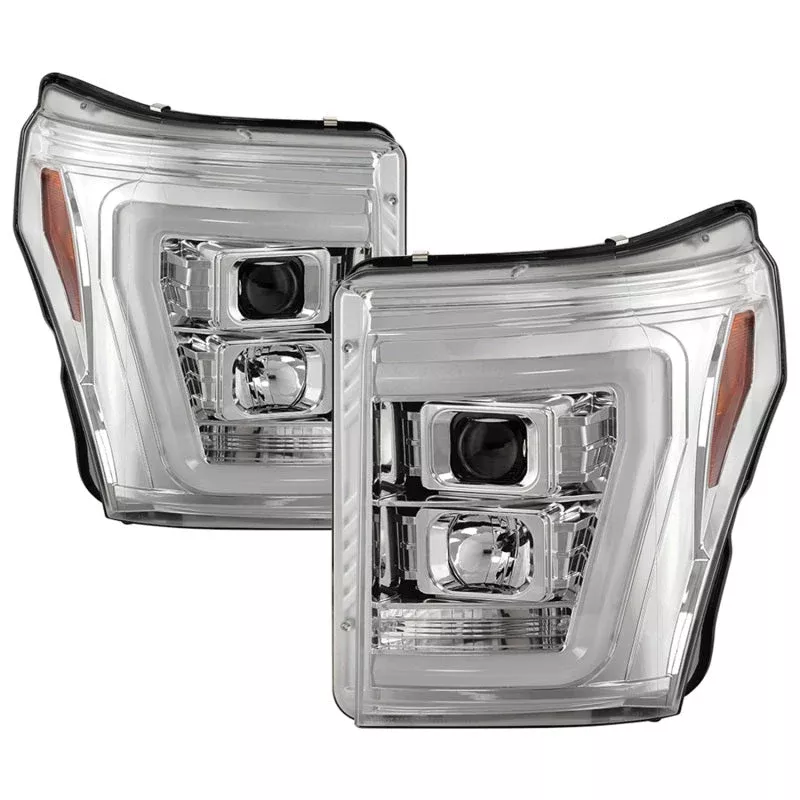 Spyder Ford F250/350/450 11-16 V2 High-Power LED Headlights-White Light Bar-Chrome PRO-YD-FS11V2PL-C 5087881