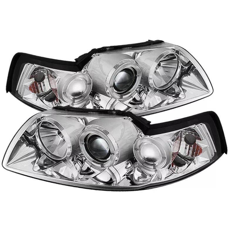 Spyder Ford Mustang 99-04 Projector Headlights LED Halo Chrome High H1 Low H1 PRO-YD-FM99-1PC-AM-C 5010452