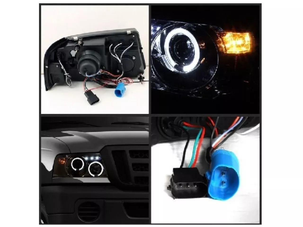 Spyder Ford Ranger 01-11 1PC Projector Headlights – LED Halo