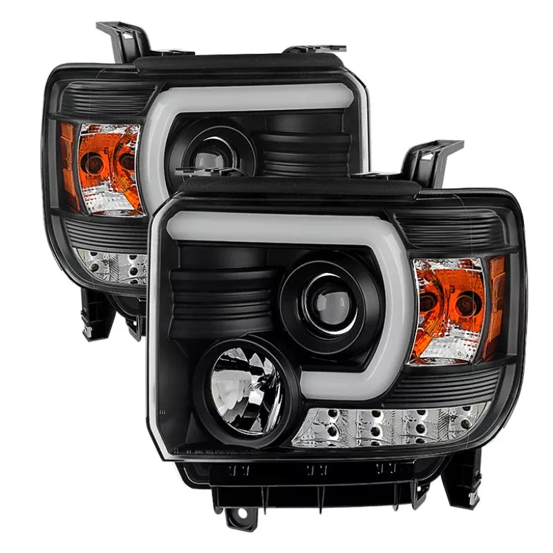 Spyder GMC Sierra 14-16 Projector Headlights Light Bar DRL Blk PRO-YD-GS14V2-LBDRL-BK 5080851