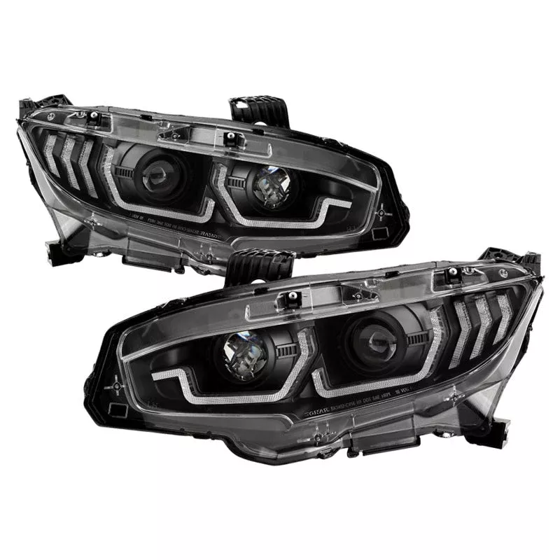 Spyder Honda Civic 16- 2DR/4DR/Hatchback Projector Headlights – Black PRO-YD-HC16SI-SEQGR-BK 5087867