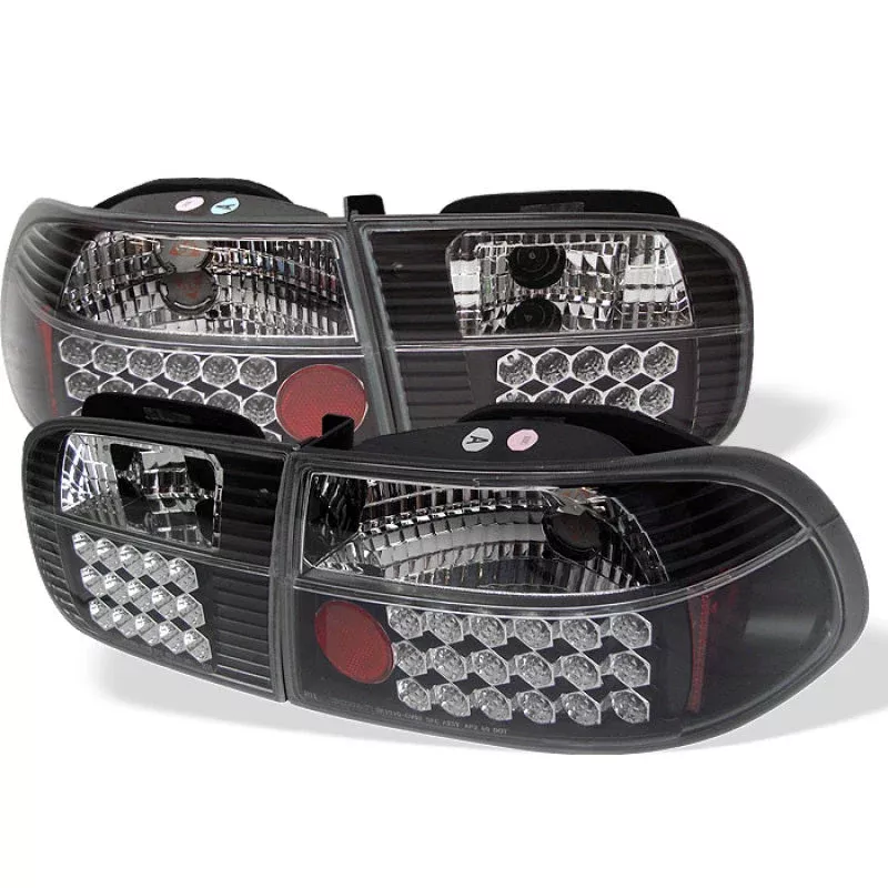 Spyder Honda Civic 92-95 3DR LED Tail Lights Black ALT-YD-HC92-3D-LED-BK 5004727