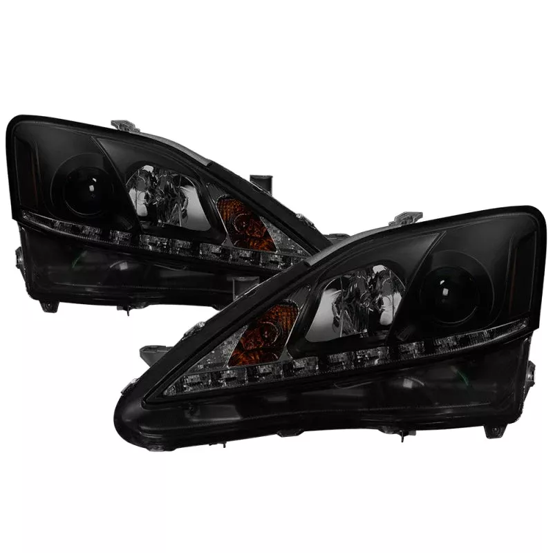 Spyder Lexus IS 250/350 2006-2010 Projector Headlights DRL Black Smoke PRO-YD-LIS06-DRL-BSM 5080073
