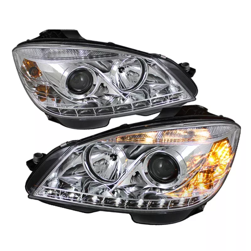 Spyder Mercedes Benz C-Class 08-11 Projector Headlights Halogen – DRL Chrm PRO-YD-MBW20408-DRL-C 5042255