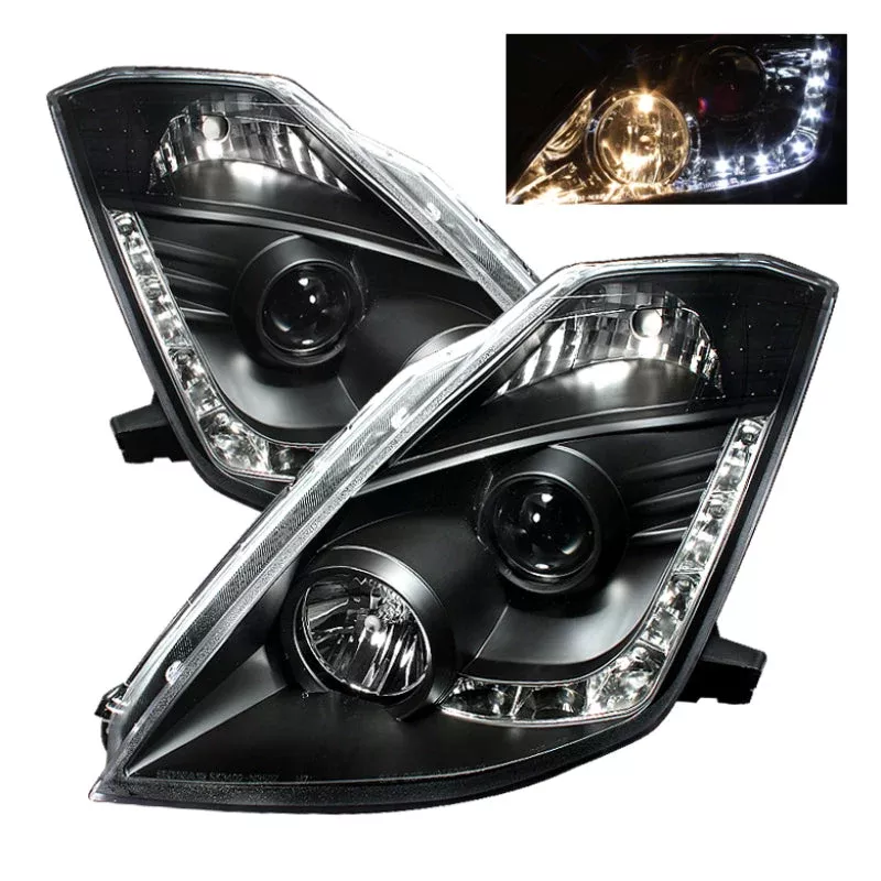 Spyder Nissan 350Z 03-05 Projector Headlights Halogen Model Only – DRL Black PRO-YD-N350Z02-DRL-BK 5064738