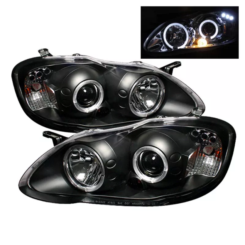Spyder Projector Headlights | Toyota Corolla 2003-2008 | LED Halo, Black