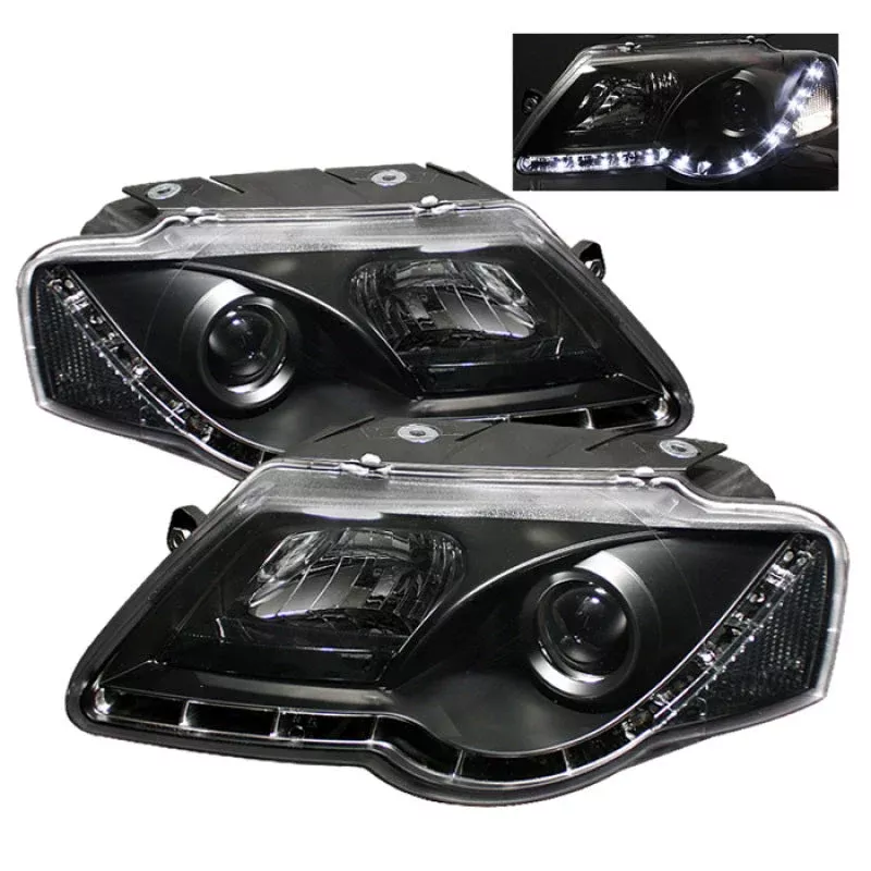 Spyder Volkswagen Passat 06-08 Projector Headlights DRL Black High H1 Low H1 PRO-YD-VP06-DRL-BK 5012326