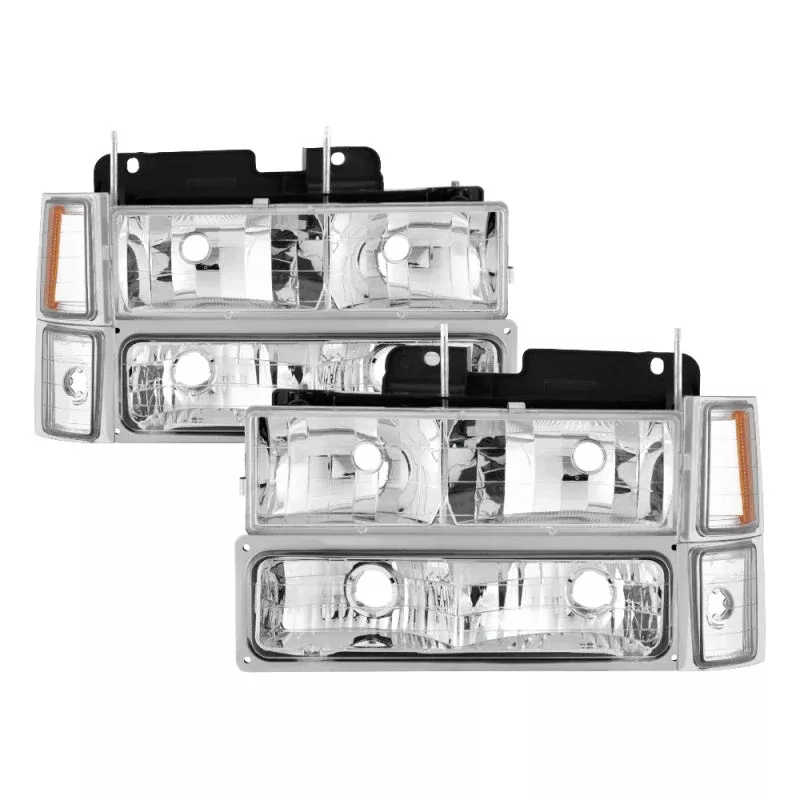 SPYDER Xtune Chevy Suburban 94-98 Headlights w/ Corner & Parking Lights 8pcs Chrome HD-JH-CCK88-AM-C-SET 5069535