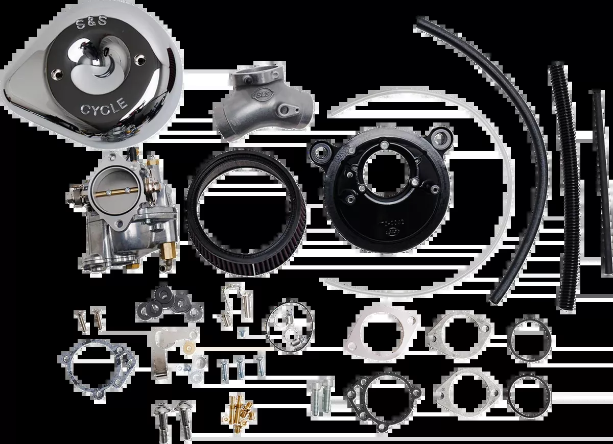 Super E Carburetor with Stealth Air Cleaner Kit - Chrome - Evolution Big Twin