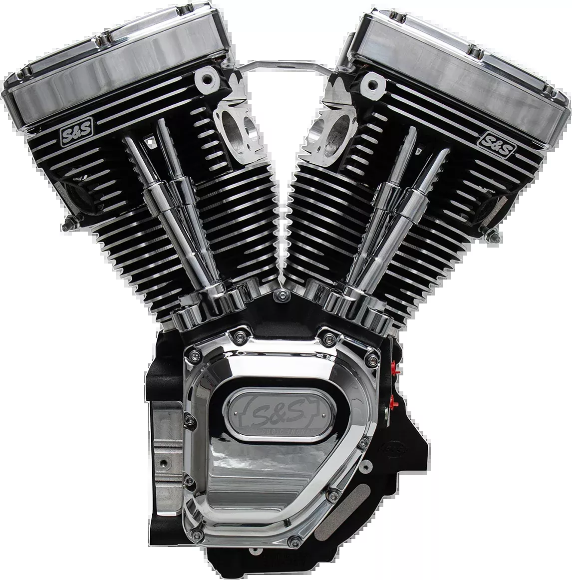 T111 Long Block Engine - Wrinkle Black and Chrome - Touring | Dyna