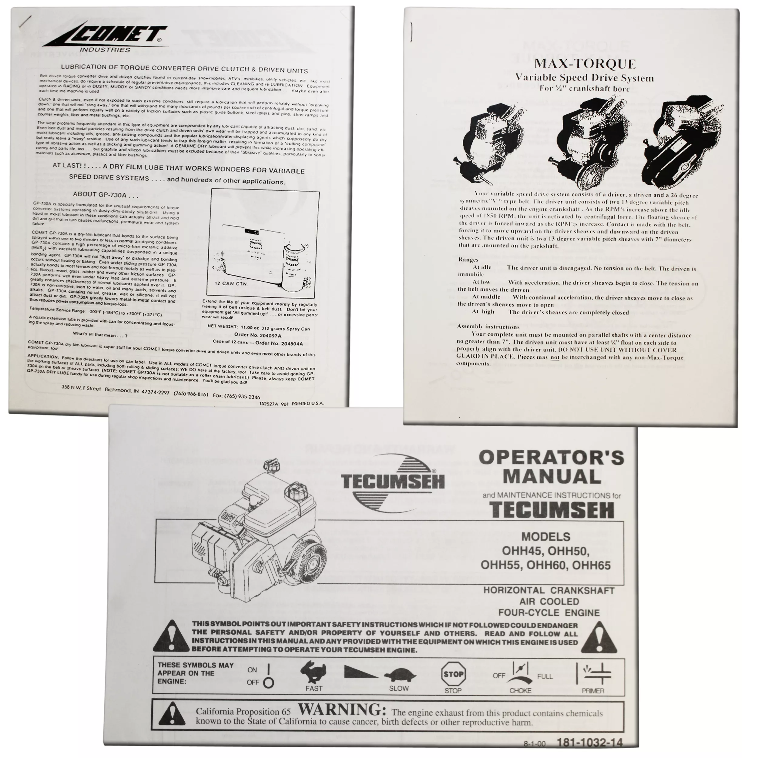 Tecumseh / Max-Torque / Comet Manual Set