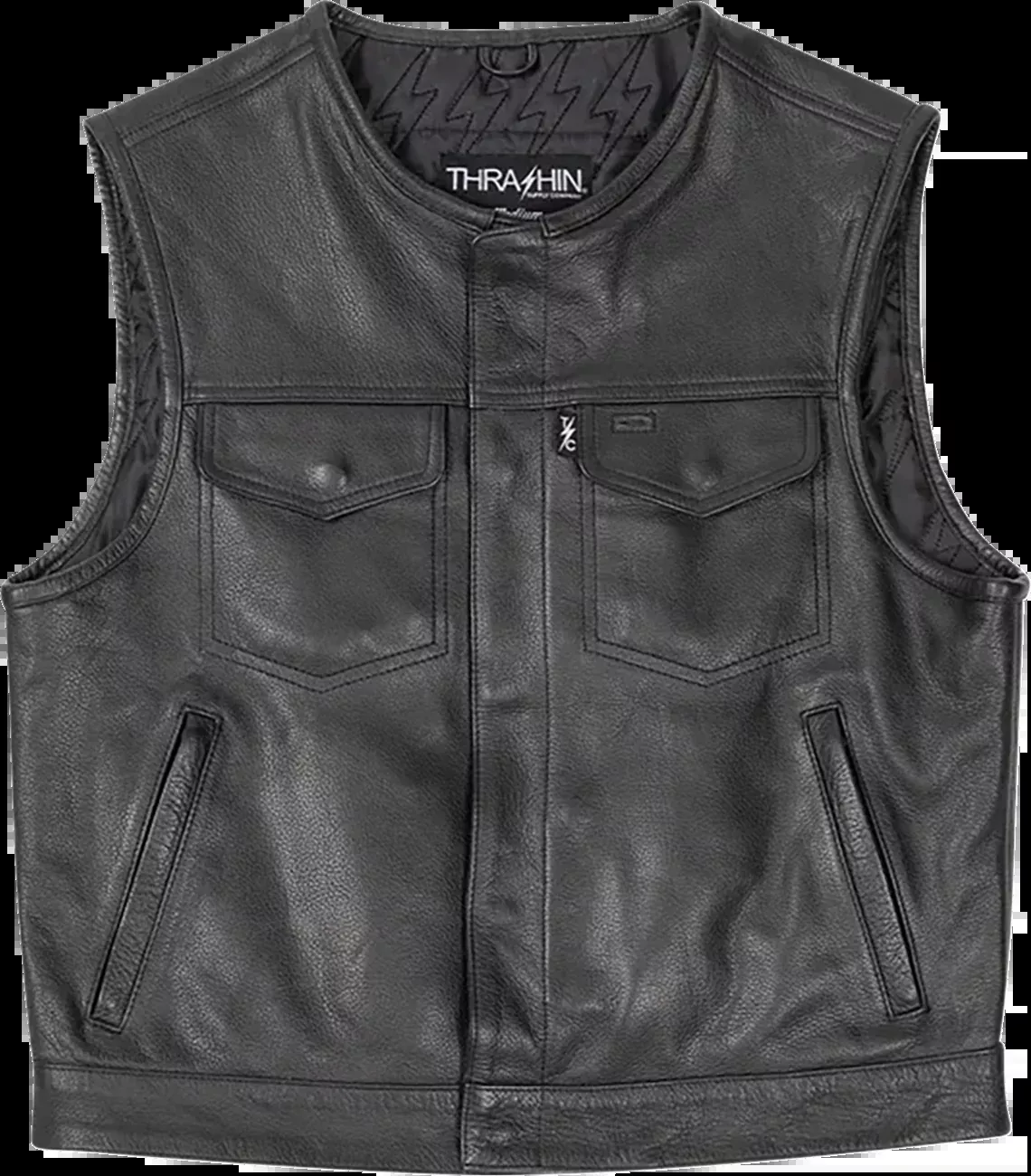 Thrashin Supply Co. Encinal Leather Shorty Riding Vest - Black - Medium - TMJ-17-09