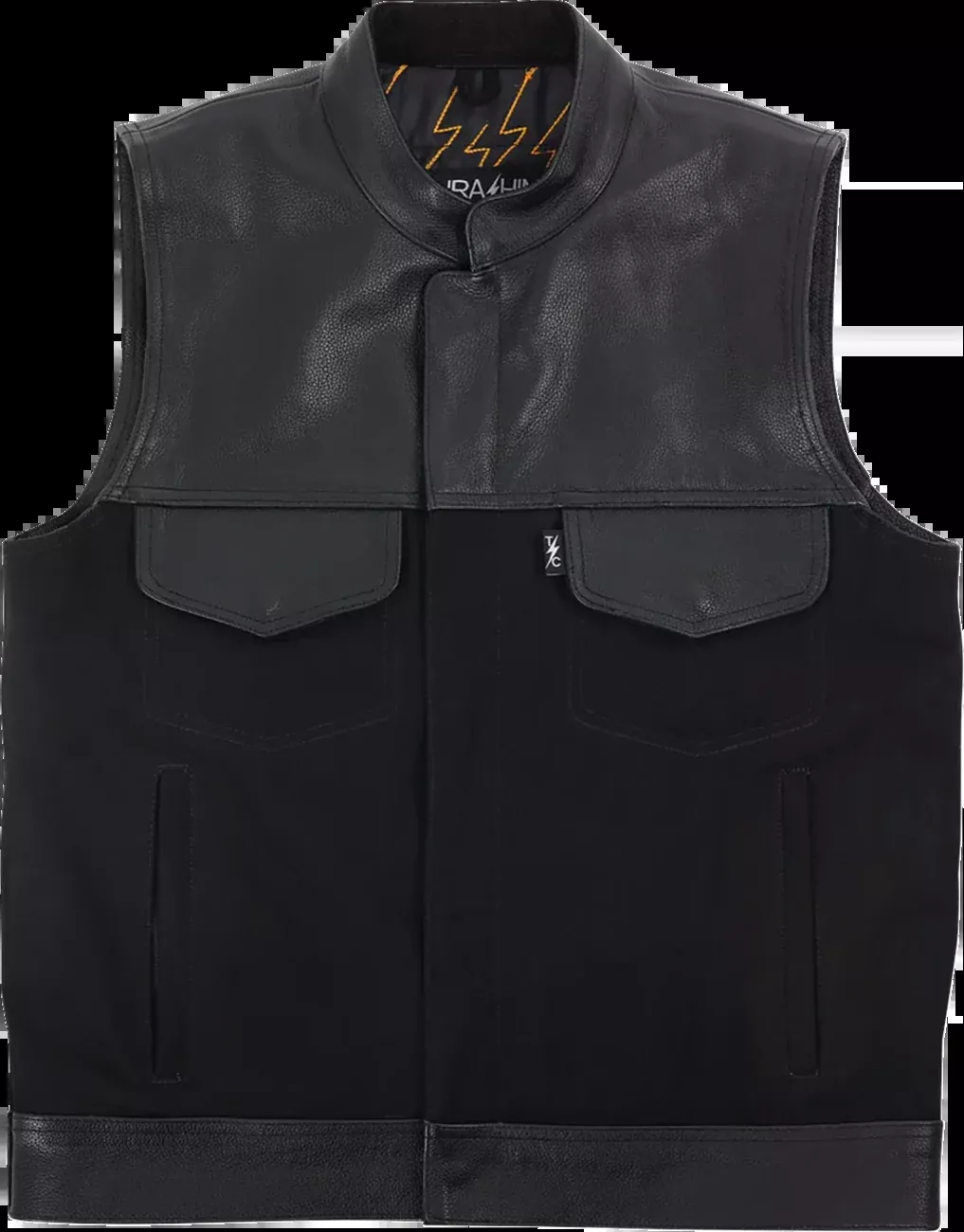 Thrashin Supply Co. Kanan Leather/Denim Riding Vest - Black - 2XL - TMJ-13-12