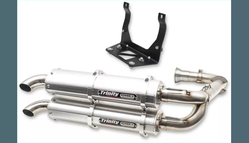 Trinity Racing Stage 5 Dual Exhaust System for Maverick X3 Turbo R 900 4x4 - Brushed