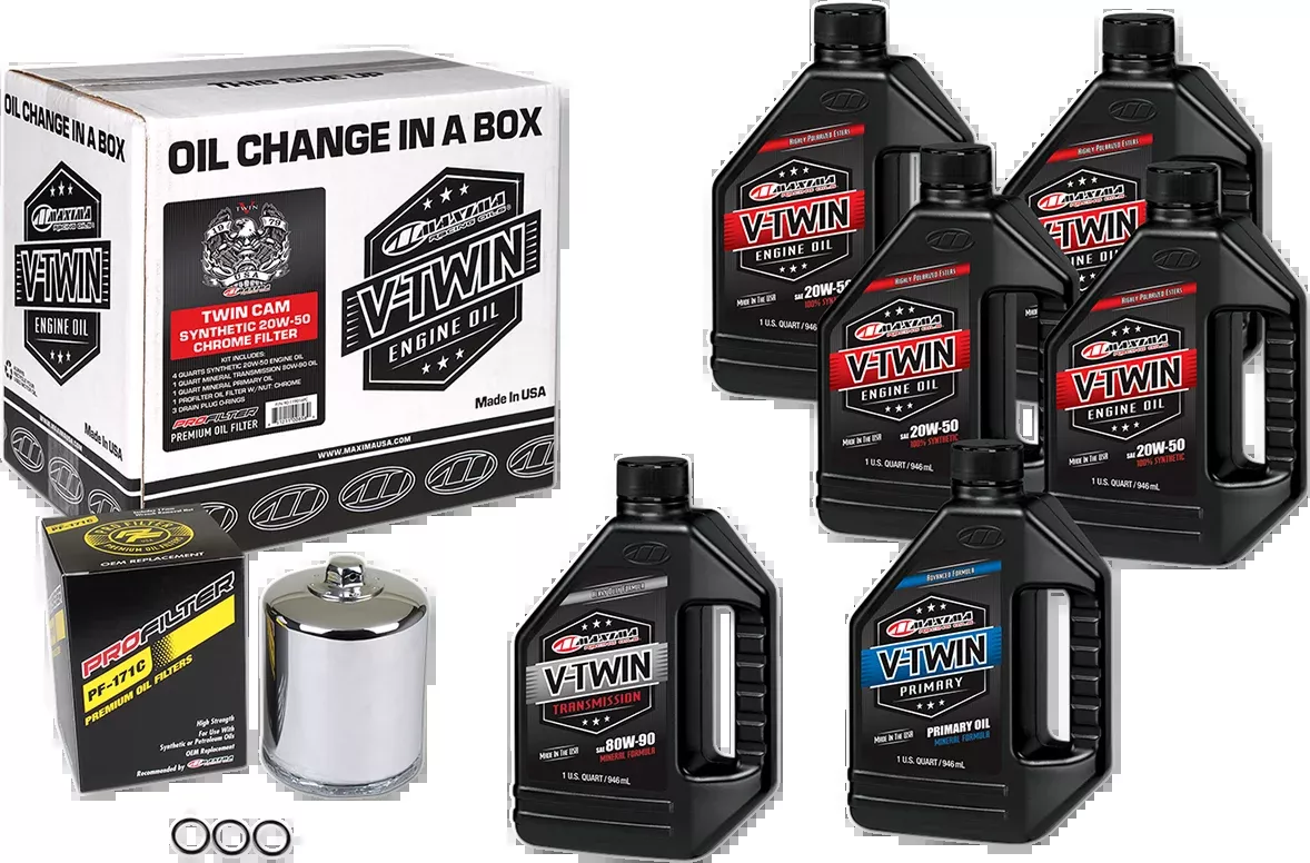 Twin Cam Synthetic 20W-50 Oil Change Kit - Chrome Filter