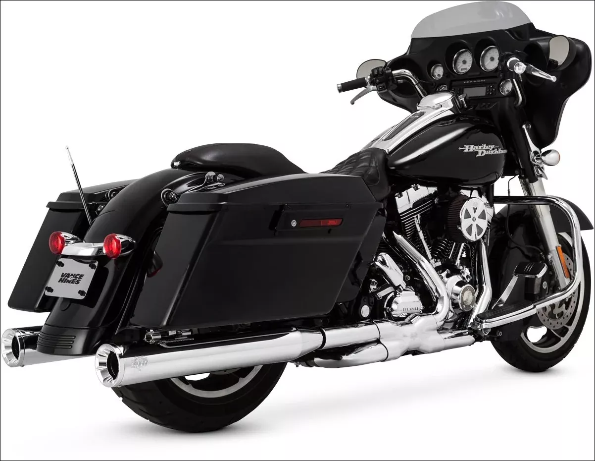 Vance & Hines Chrome Eliminator 400 4" Round Slip-On Mufflers for '95-'16 FLH/T