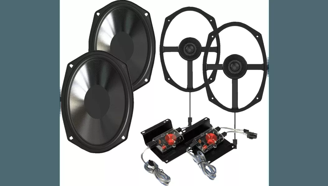 Wild Boar Audio 300 W/ 4 Ohm Speakers w/ External Crossovers for ’14-23 Harley Davidson FLH/FLT Models