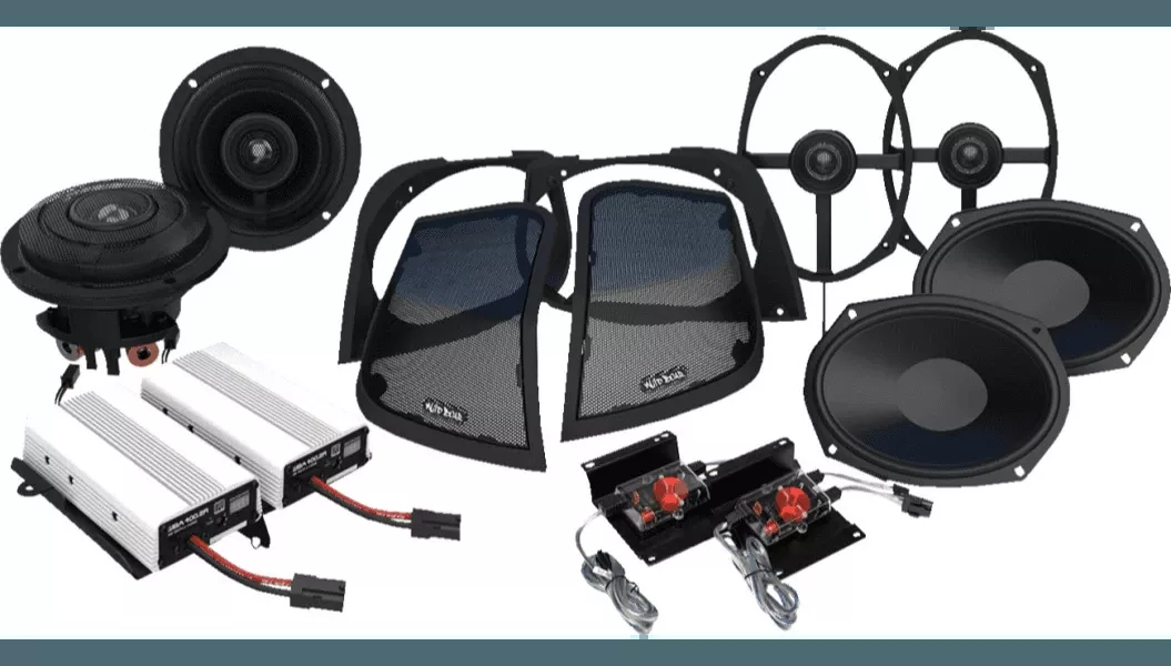 Wild Boar Audio 800W Speaker and Amplifier Kit with Cut-In Lid Adaptors for ’14-24 Harley Davidson FLHTK, ’14-23 FLHX (except 23 FLHXSE), 14-19 FLHTCU