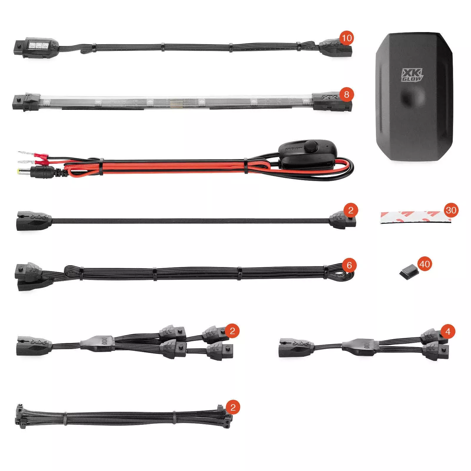 XK Glow 10pc Pods 8pc 10″ Strips Motorcycle LED Accent Light Kit App Control